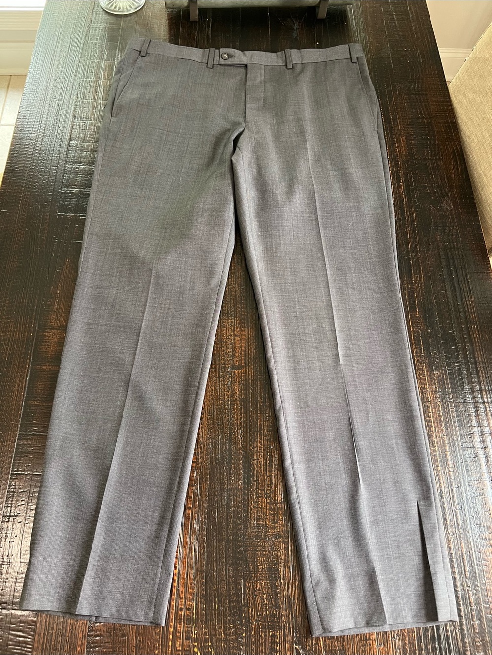 Ted Baker Pants Mens 41x33 Gray Wool Check Slim Fit Jones CT Dress Slacks Suit